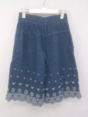 ◇ muchacha ムチャチャ キッズ 子供服 刺繍 デニム ワイド パンツ ネイビー レディース P  【1212170001582】