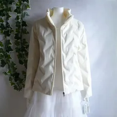 新品 a087 L シームレス ダウンジャケット アイボリー系 冬 ダウン80% リブ襟 スタンドカラ― 高級 50代 60代 70代