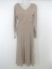 ◇ ViS ビス Vネック 長袖 ロング ニット ワンピース サイズS ベージュ レディース P  【1212190002835】