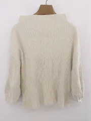 ◇ antiqua patterntorso リブ ボトルネック 八分袖 ニット カットソー オフホワイト系 レディース P 【1212190002712】