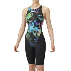 アリーナ ARENA レーシングワンピーススパッツ(オープンバック・ハーフレッグ) 水泳 レーシングウェア (AS5SRC20L)、(BKBL)ブラックｘブルー