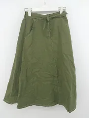 ◇ ehka sopo エヘカソポ ステッチ ロング フレア スカート サイズF カーキ レディース P  【1212190005959】