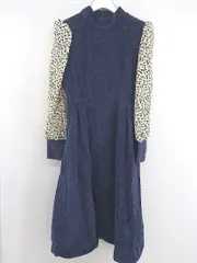 ◇ ABITOKYO 切替 レオパード コーデュロイ 長袖 膝丈 ワンピース ネイビー ベージュ ブラック レディース P  【中古】 【1212190005935】