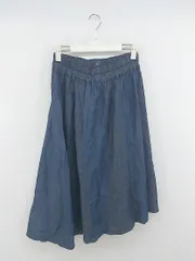 ◇ niko and … ニコアンド ウエストゴム 膝下丈 フレア デニム スカート サイズ3 ネイビー レディース P  【1212190005782】