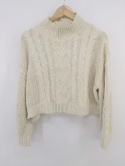 ◇ JEANASIS ジーナシス ショート丈 タートルネック ケーブルニット 長袖 セーター サイズ F ライトベージュ レディース P  【1212190004808】