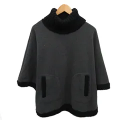 ダナキャランニューヨーク DKNY ニットワンピース タートルネック ハイネック ひざ丈 ドルマン アルパカ混 黒 ブラック グレー ■YHS9のサムネイル