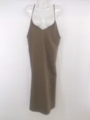 ◇ Lugnoncure ルノンキュール Vネック サイドスリット 膝下丈 キャミソールワンピース サイズF ブラウン系 レディース P  【中古】 【1212190007694】