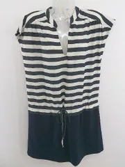 ◇ ◎ URBAN RESEARCH タグ付 定価 1万円 ボーダー 膝丈 ワンピース サイズONE ホワイト ネイビー レディース P  【1212200003326】