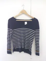 ◇ URBAN RESEARCH ボーダー Vネック 長袖 ウール ニット セーター サイズF ネイビー オフホワイト系 レディース P  【1212200008833】