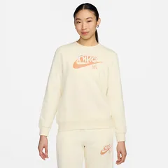 ナイキ スウェットシャツ 長袖 トレーナー レディース NIKE NSW CLUB FLC GXクルー スポーツウェア  トップス  スエット プルオーバー 生成り クリーム色 レディースウェア ウエア 服 nike  /FN3629-113