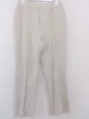 ◇ green label relaxing UNITED ARROWS ウエストゴム シルキーポンチ ピンタック パンツ サイズ38 ベージュ レディース P  【1212200010386】