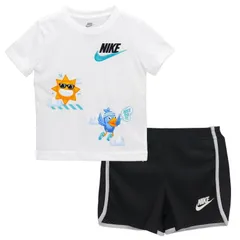 ナイキ キッズ 半袖Tシャツ ショートパンツ 上下 98-122cm 子供服 NIKE JUST BELIEVE SHORT SET セットアップ スポーツウェア 子ども プリントTシャツ ハーフパンツ 2点セット 夏服 男の子 女の子/86M971-023