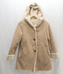 ◇ Ray beams　レイビームス フロントボタン　裏地ボア 長袖 ムートンフードコート サイズ1 ベージュ レディース E  【1212200012489】