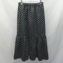 ◇ ELENCARE DUE ドット柄　ウエストゴム ロング フレア スカート サイズF ブラック レディース E  【1212200012946】