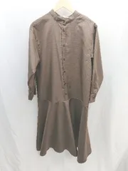 ◇ chocol reffine チェック柄　フロントボタン 長袖 ロング ワンピース サイズF ブラウン レディース E  【1212200016357】