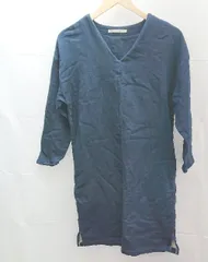 ◇ Sonny Label URBAN RESEARCH デニム風 厚手 Vネック 長袖 ロング ワンピース サイズ38 ネイビー レディース E  【1212200019051】