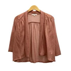 グローブ grove カーディガン 七分袖 無地 ラメ M 茶 ブラウン レディース