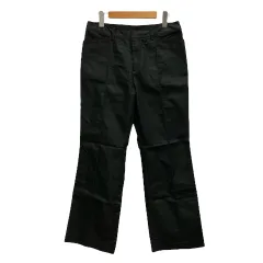 ノーブランド パンツ スラックス 32752 ストレート 無地 ロング丈 73 黒 ブラック レディース