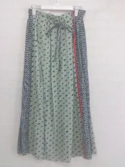◇ NOBLE ノーブル 総柄 ロング フレア スカート グリーン ブラック レディース P  【1212200027162】
