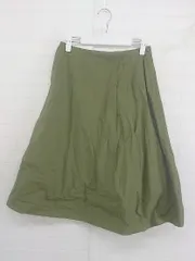 ◇ HUMAN WOMAN ヒューマンウーマン タック 膝下丈 フレア スカート サイズM カーキ系 レディース P  【中古】 【1212200026042】