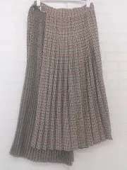 ◇ ZARA チェック 切替プリーツ ロング ラップ巻き スカート サイズ EUR XS USA XS MEX 24 ベージュ ブラック レディース P  【1212210000384】