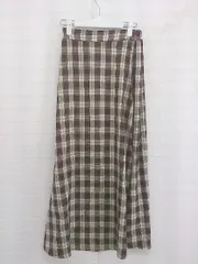 ◇ apres jour clair チェック ロング フレア スカート サイズS ブラウン ホワイト ベージュ系 レディース P  【中古】 【1212210005365】