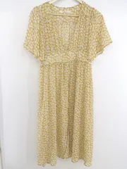 ◇ Another Edition 花柄 フラワー 半袖 ロング カーディガン イエロー ホワイト レディース P  【1212220003047】