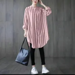 W250444-2【新品】 大きいサイズレディース トップス ブラウス シャツ オーバーサイズ 長袖