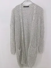 ◇ AZUL BY MOUSSY 長袖 ニット ロング カーディガン サイズS ホワイト系 レディース P  【1212220004464】