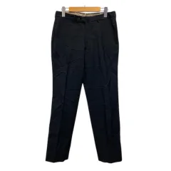 トゥモローランド TOMORROWLAND パンツ スラックス センタープレス ウール混 無地 紺 ネイビー