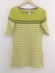 ◇ green label relaxing UNITED ARROWS ボーダー 七分袖 ミニ ワンピース グリーン系 マルチ レディース P  【1212220007410】