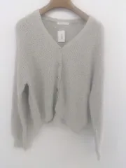 ◇ ehka sopo エヘカソポ コットン ニット 長袖 カーディガン サイズM グレー レディース P  【1212220006680】