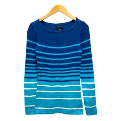 トミーヒルフィガー TOMMY HILFIGER ニット セーター クルーネック コットン ボーダー 長袖 XS 青 ブルー