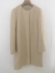 ◇ A day in the life UNITED ARROWS 長袖 ノーカラー コート サイズ38 ベージュ レディース P  【1212220007533】