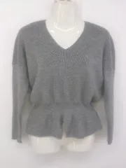 ◇ SAISON DE PAPILLON セゾンドパピヨン Vネック 長袖 ニット セーター サイズS グレー レディース P  【1212220009810】