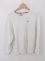◇ FILA フィラ 裏起毛 刺繍ロゴ スウェット トレーナー サイズL ホワイト レディース P  【1212230001392】