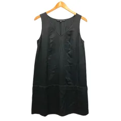 マークバイマークジェイコブス MARC by MARC JACOBS シルク ワンピース チュニック ノースリーブ Vネック ミニ丈 無地 6 黒 ブラック