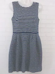 ◇ KATE SPADE NEW YORK ボーダー ノースリーブ ミニ ノーカラー ワンピース サイズ 2 ネイビー ホワイト レディース P  【1212220010670】