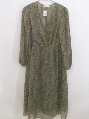 ◇ cepo カシュクール 総柄 シフォン ロング ワンピース サイズM カーキ レディース P  【1212230005741】