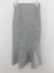 ◇ NICE CLAUP ナイスクラップ チェック ロング マーメイド スカート サイズF ブラック ホワイト レディース P  【1212260001294】