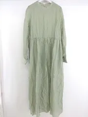 ◇ Aunt Marie's アントマリーズ バンドカラー 長袖 ロング ワンピース サイズF ライトグリーン レディース P  【1212230007967】