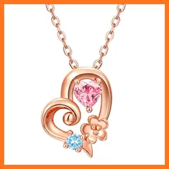 【新品】 [OLIORC] 誕生石ネックレス 925純銀製 ハートフラワー 金属アレルギー対応 レディースネックレス 枯れない花プリザーブドフラワー (ピンクゴールド3月) 0