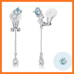 【新品】 FH.bird アクアマリン イヤリング レディース 人気 3月誕生石 4.5mm 金属アレルギー対応 シルバー ノンホールピアス イヤリング 揺れる パーティーィ デート 誕生日 記念日 母の日 ギフト 人気 クリスマスプレゼント 0