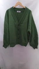 ◇ Loose　ルース Vネック　ボタン　ケーブル　オーバーサイズ 長袖 ニット サイズS グリーン系 メンズ E  【1212260011712】