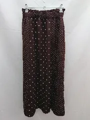 ◇ MAJESTIC LEGON ウエストゴム　ドット柄　裏地 ひざ丈 フレア スカート サイズM レッド系 レディース E  【1212260012528】