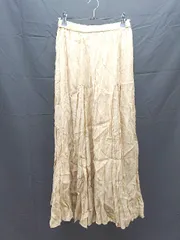 ◇ LILLIAN CARAT ギャザー ウエストゴム シャーリング ロング フレア スカート サイズ1 イエロー レディース E  【1212260014492】