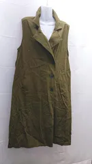 ◇ kutir クティール ロング トレンチ 大人 シンプル ノースリーブ ジレ ベスト サイズF カーキ レディース E  【1212260014478】