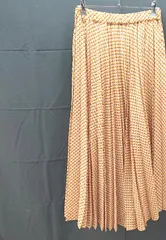 ◇ yuw ユウ 幾何学 プリーツ ロング フレア スカート サイズF イエロー系 レディース E  【1212260016533】