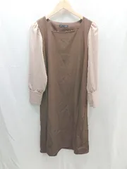 ◇ DAZY シンプル フレア 袖切り替え 長袖 ロング ワンピース サイズS ブラウン系 レディース E  【1212260017684】