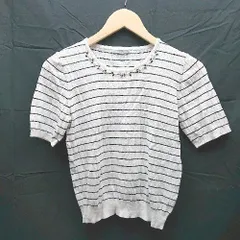 ◇ OPAQUE.CLIP　オペークドットクリップ 首元ビジュー 半袖 カットソー サイズ38/M ホワイト/ブラック レディース E  【1212260021773】